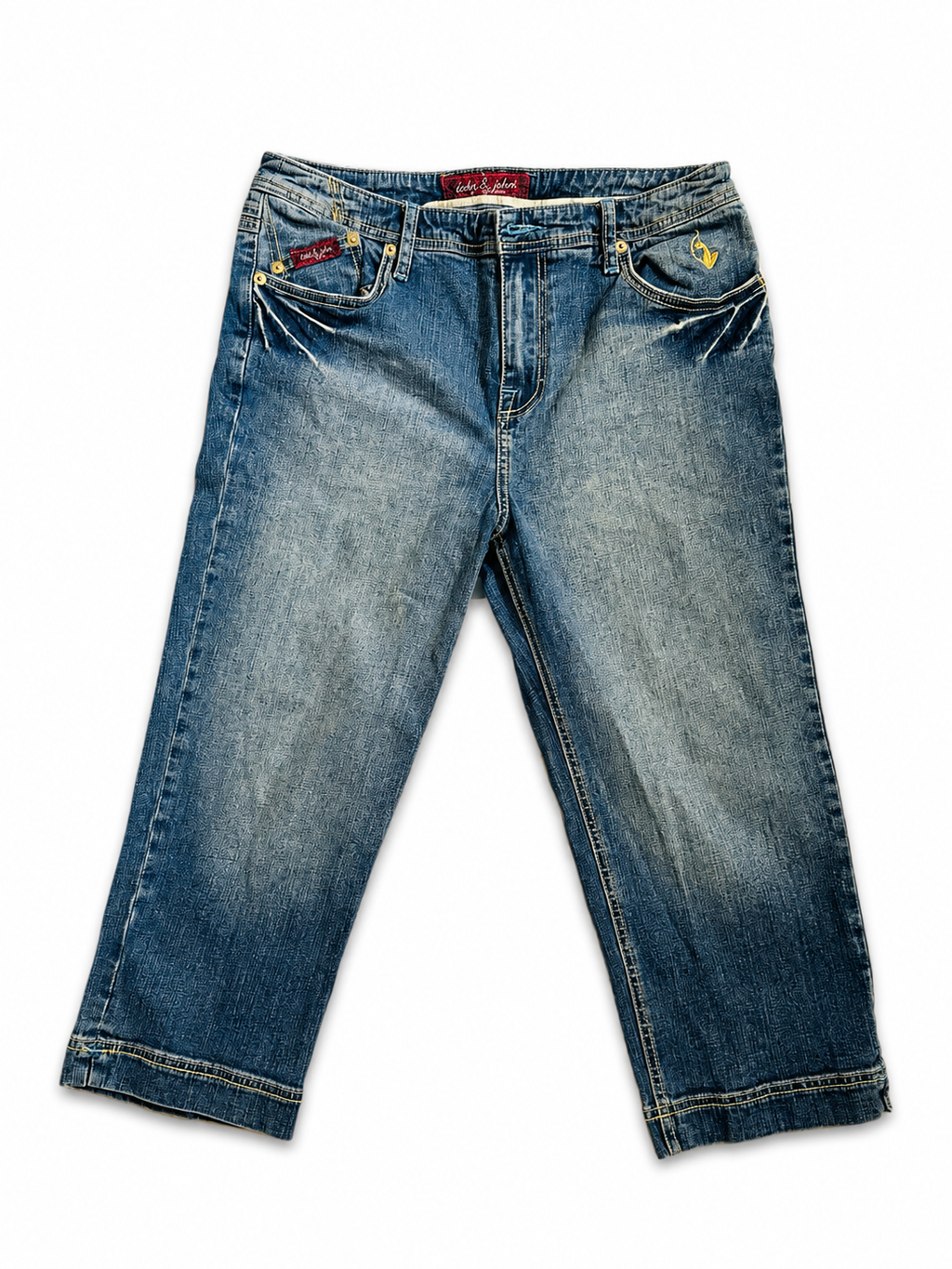 Y2K Baby Phat Contrast-Stitch Denim Capris — Size 16