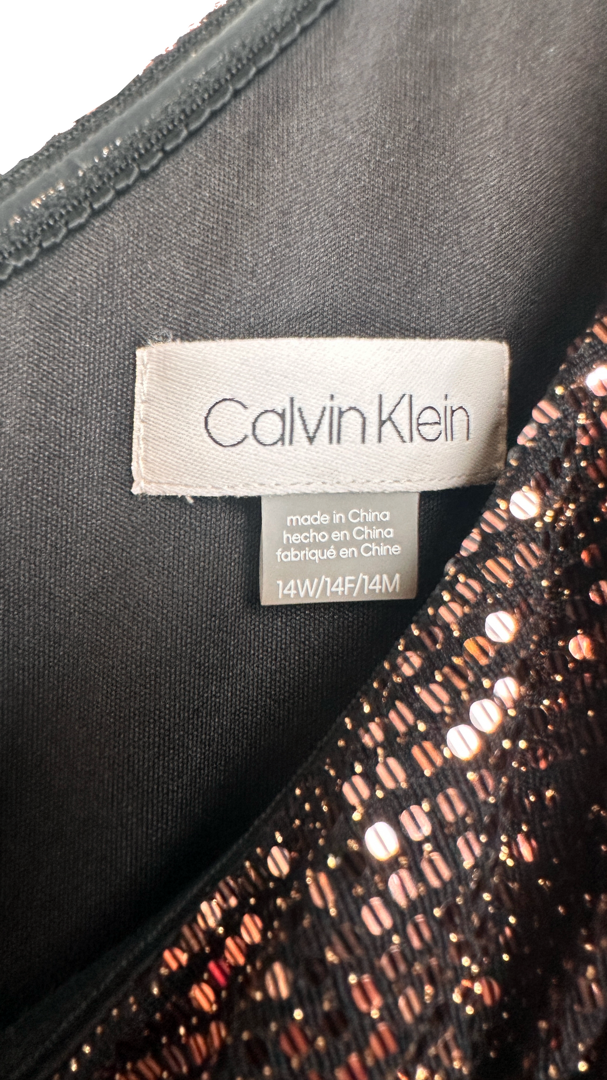 Calvin Clein Modern Metallic Lurex One Shoulder Gown Brown 14W