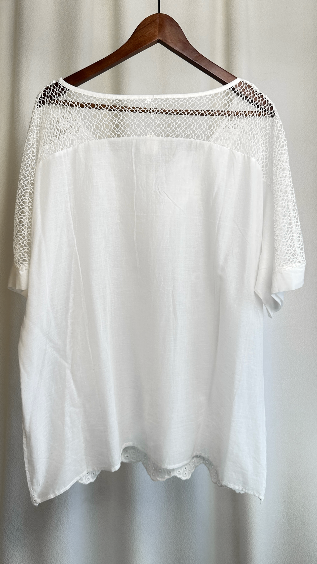 Y2K Floral Embroidered Crochet Linen Blouse White 2X