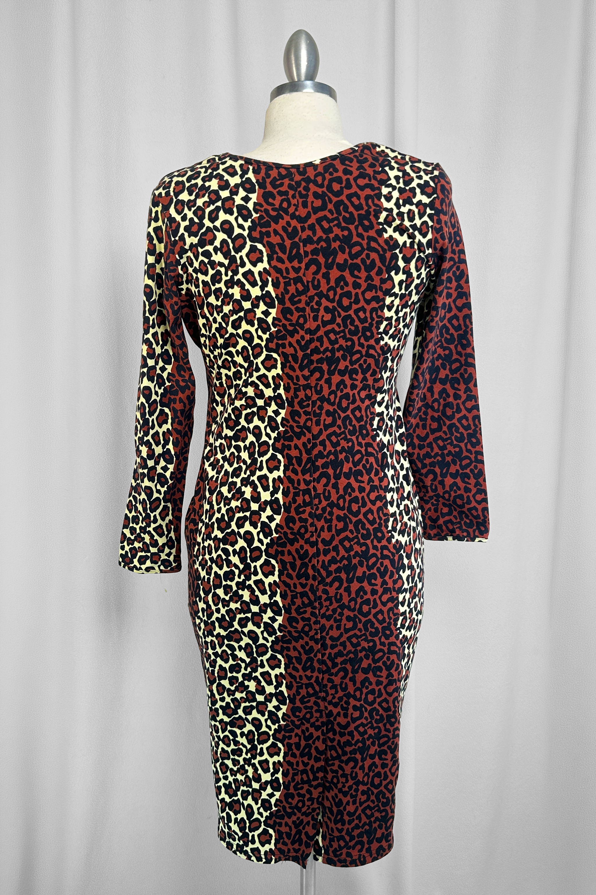 2010 Dress Leopard Print Pale Yellow and Burnt Sienna XL