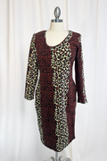 2010 Dress Leopard Print Pale Yellow and Burnt Sienna XL