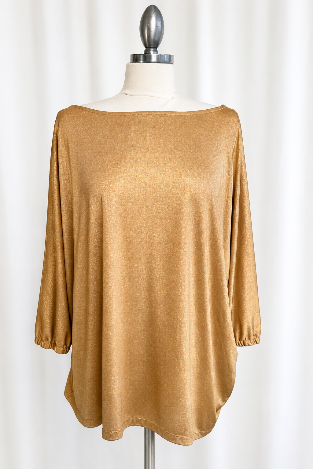 1990 Blouse Asymmetrical Metallic Gold Large