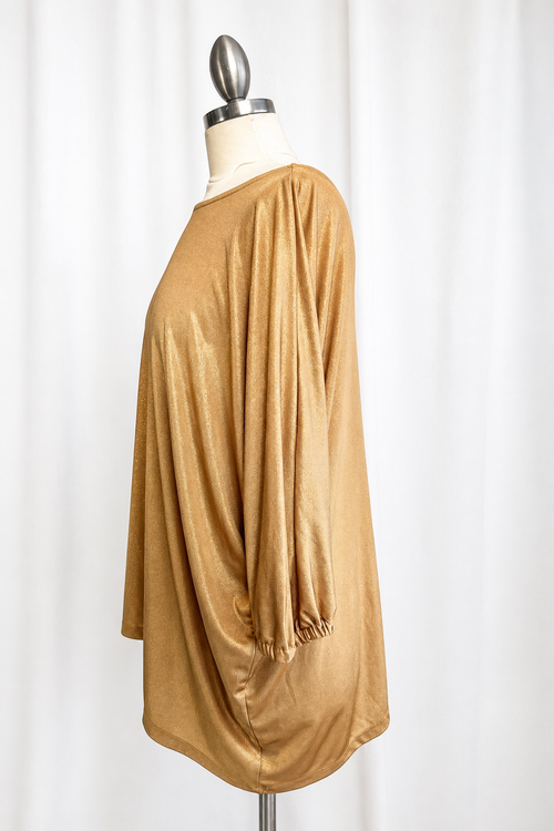 1990 Blouse Asymmetrical Metallic Gold Large