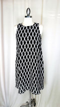 Modern Geometric Diamond Swing Dress Black White 8