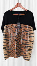 Modern Sequin Tiger Print Top — Size XL