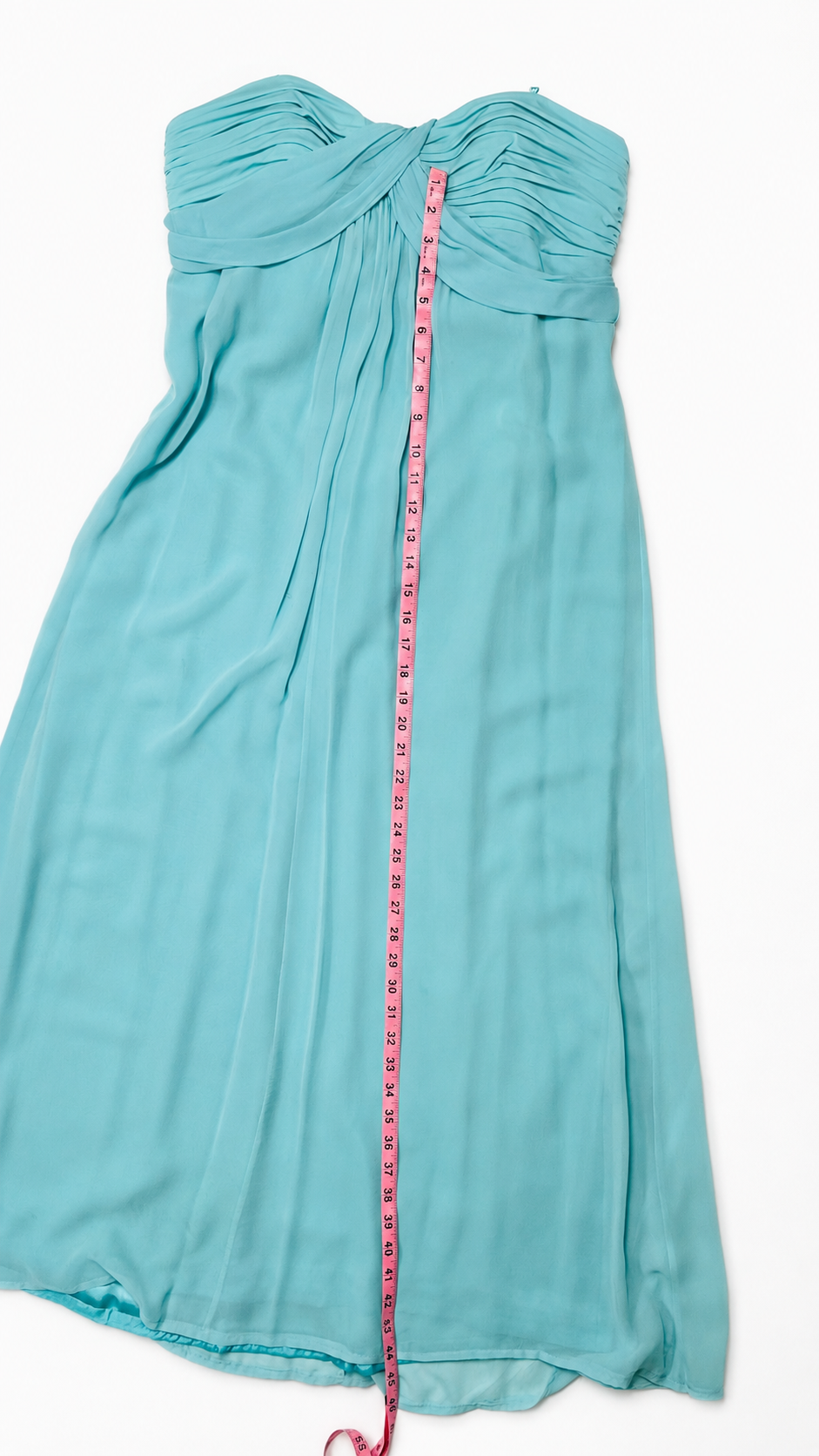 BCBG Aqua Silk Ruched Bodice Maxi Gown — Y2K