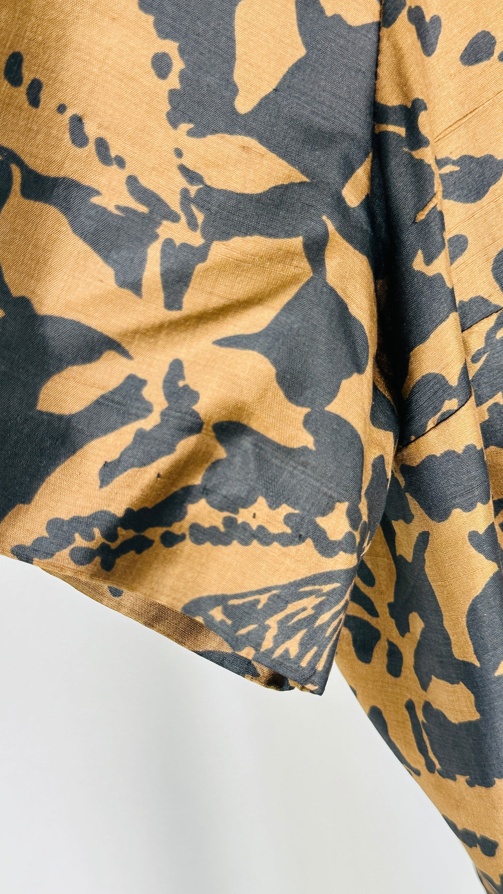 1990s Silk Abstract Print Dress Bronze Black Size 16