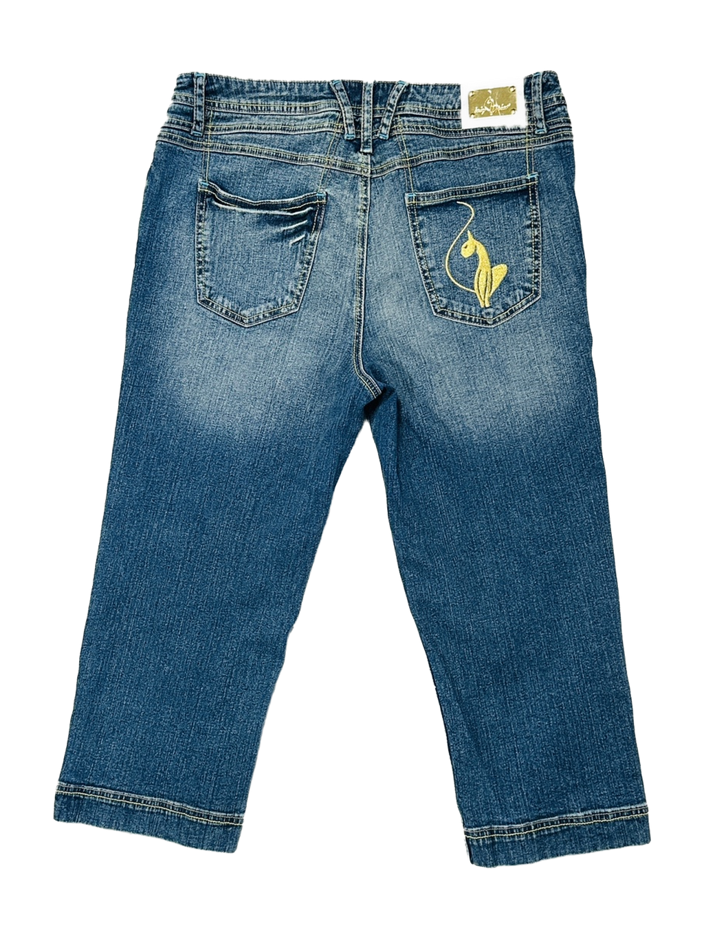 Y2K Baby Phat Contrast-Stitch Denim Capris — Size 16