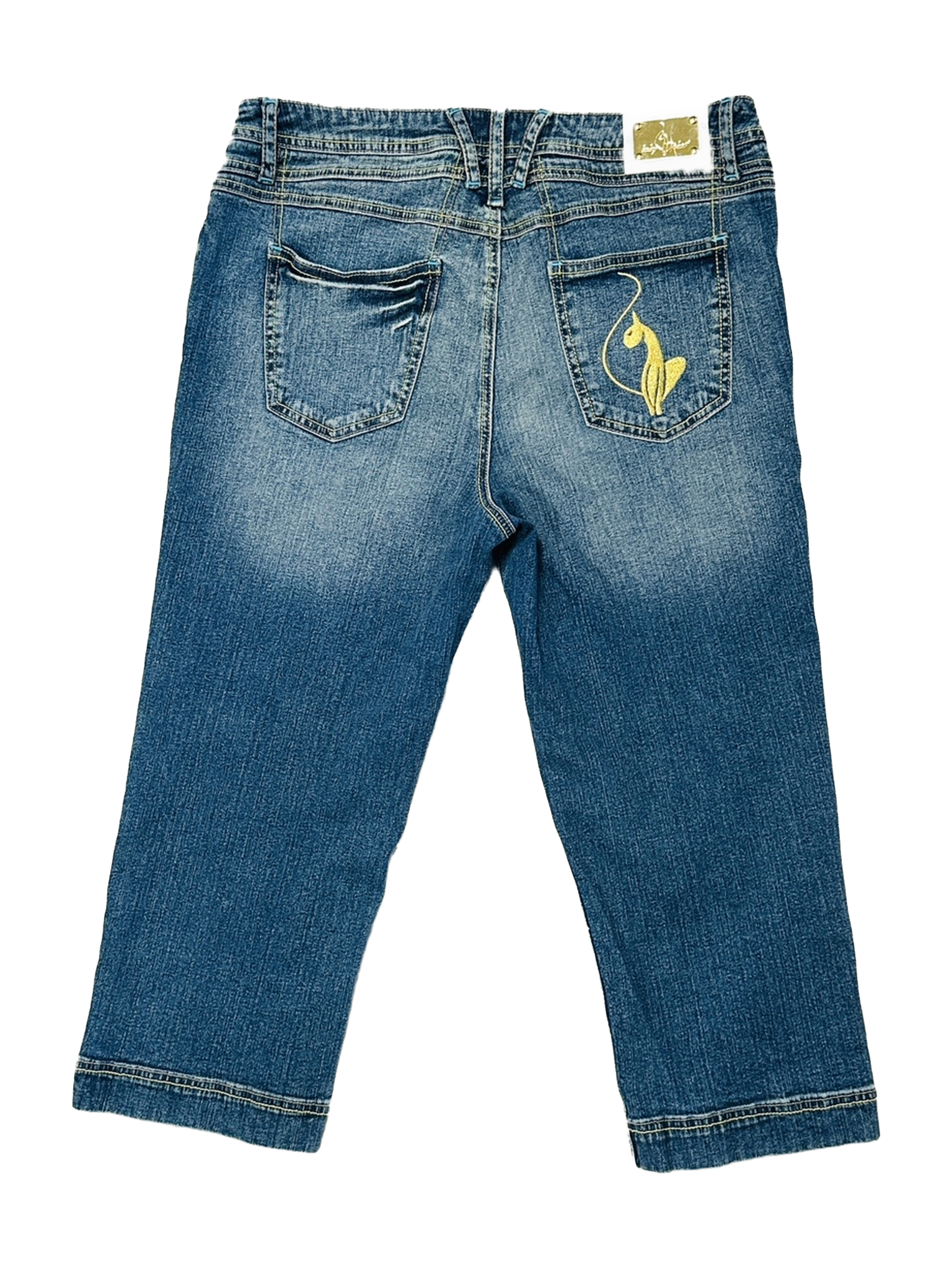 Y2K Baby Phat Contrast-Stitch Denim Capris — Size 16