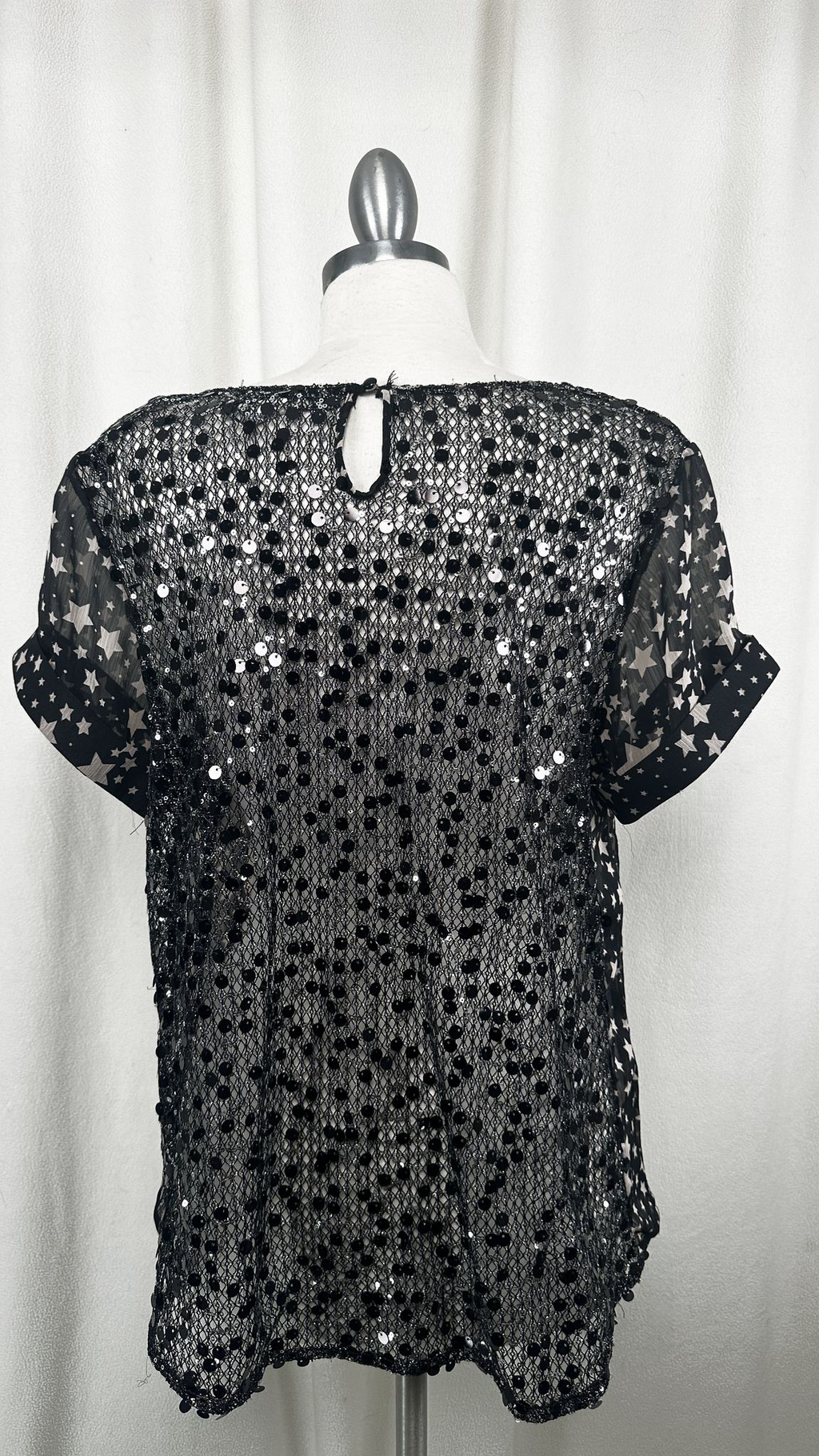 NWT! American Rag Sequin Back Star Print Tunic Black 0X