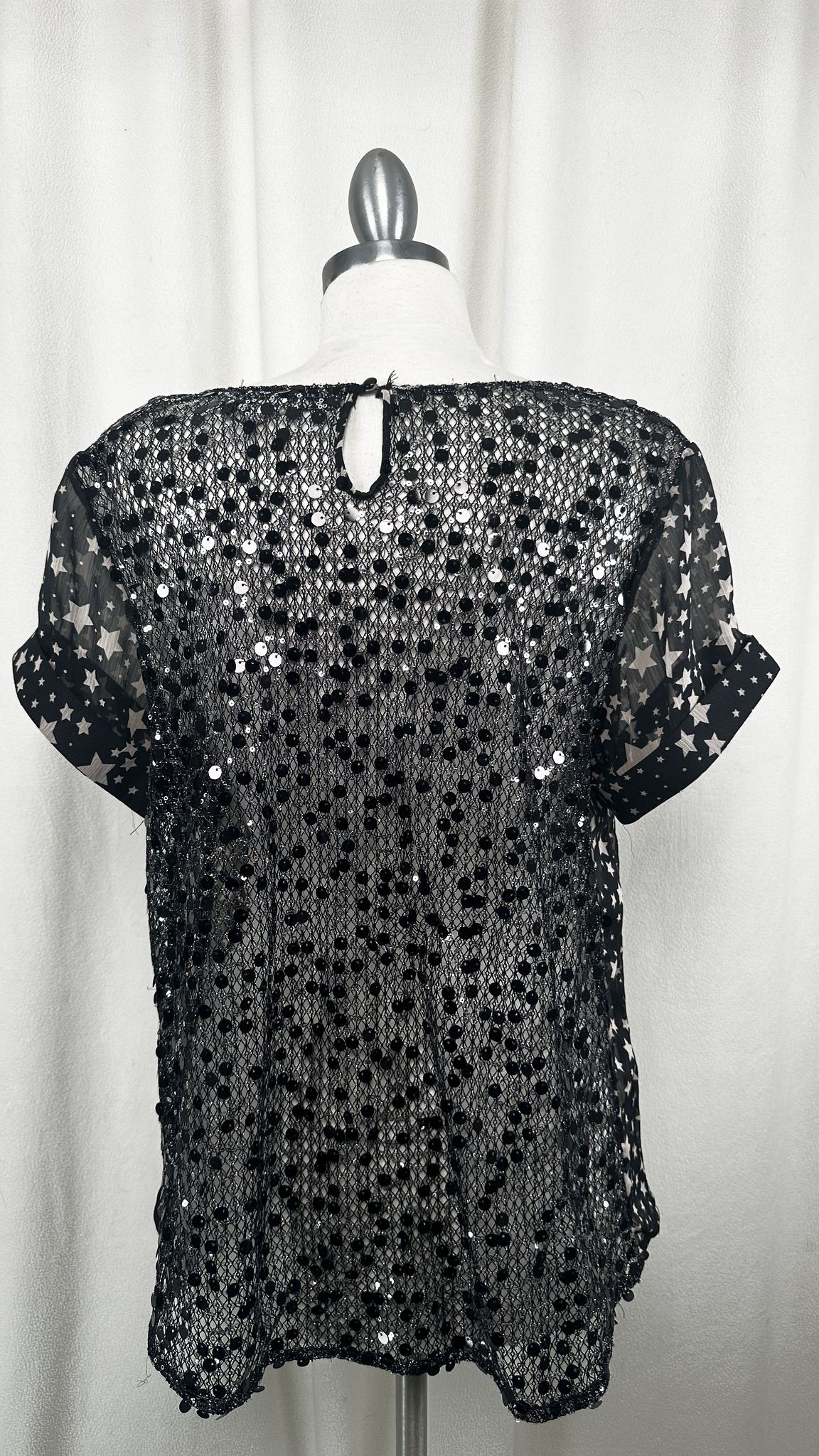 NWT! American Rag Sequin Back Star Print Tunic Black 0X