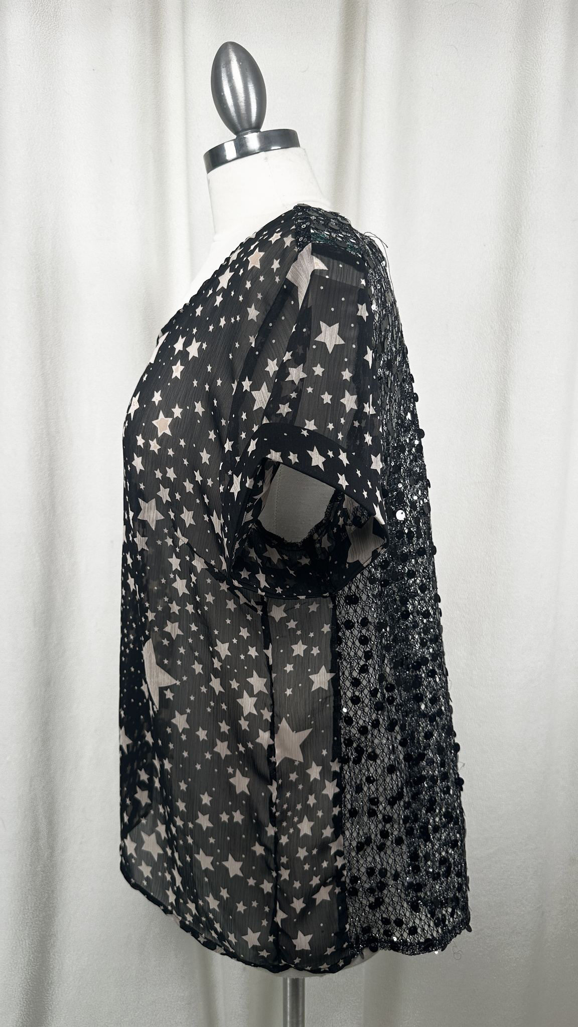 NWT! American Rag Sequin Back Star Print Tunic Black 0X