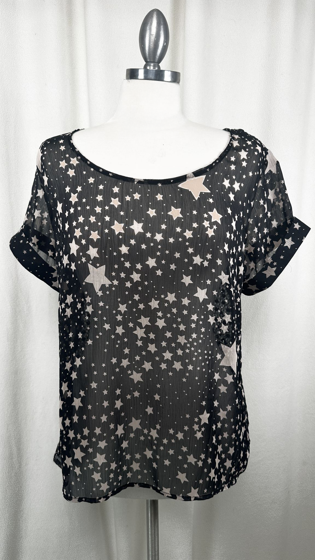 NWT! American Rag Sequin Back Star Print Tunic Black 0X