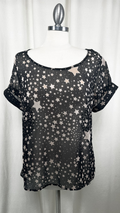 NWT! American Rag Sequin Back Star Print Tunic Black 0X