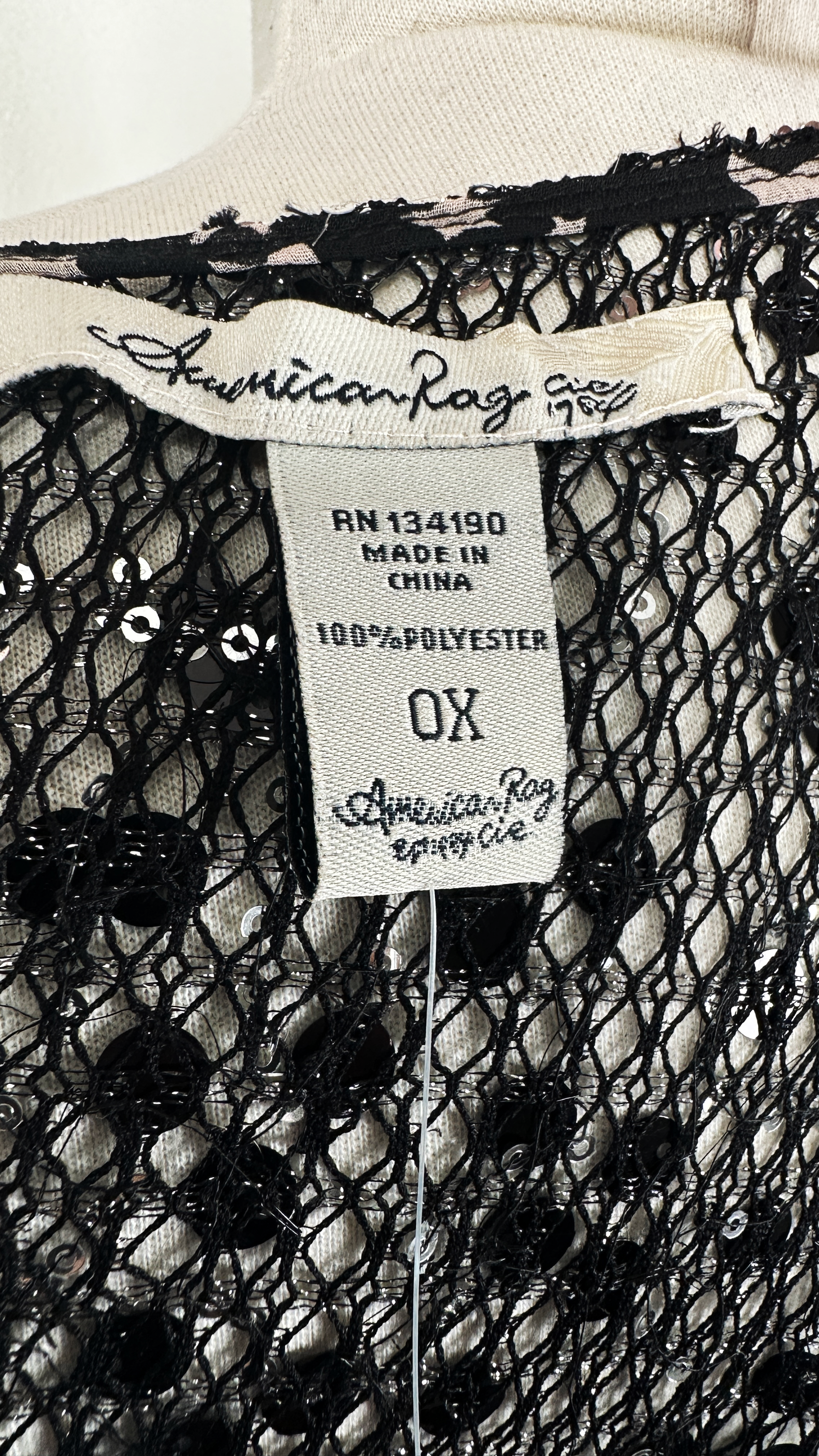 NWT! American Rag Sequin Back Star Print Tunic Black 0X